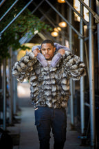 Men's Stealth Silver Fox Bomber With Hood