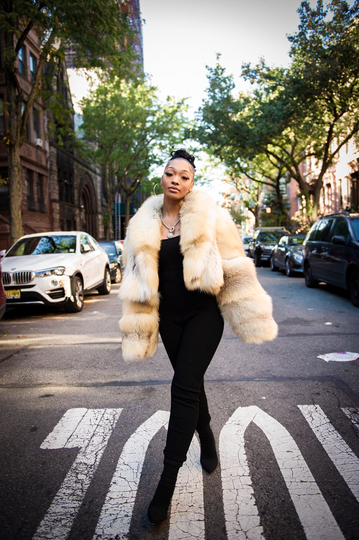 Women's Charlotte Crop Fox Bomber [Gold]