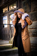 Women's Scarlett Real Sheepskin Jacket With Fox [Brown]
