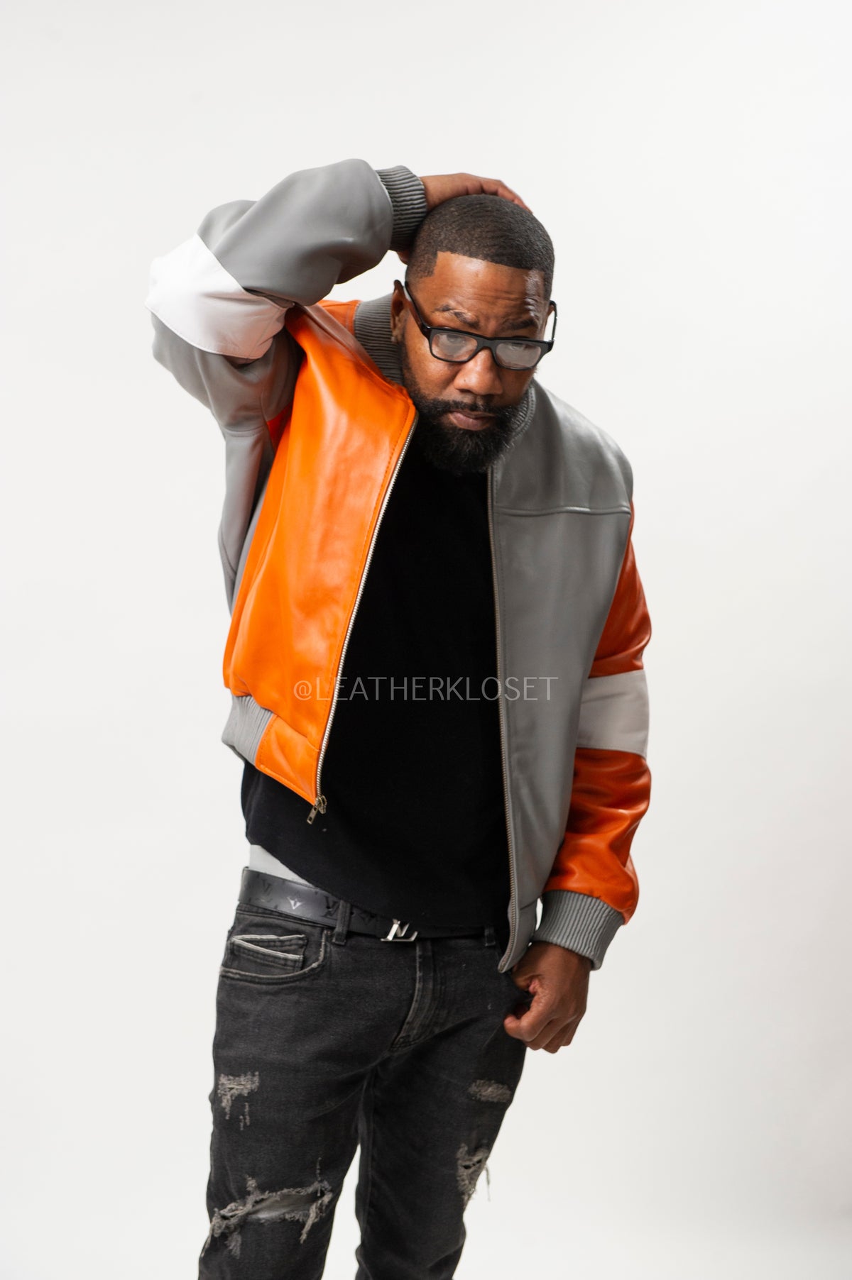 Men's Baseball Multi Color Jacket [Orange/Gray]