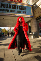Women's Full Length Fox Trench [Red]