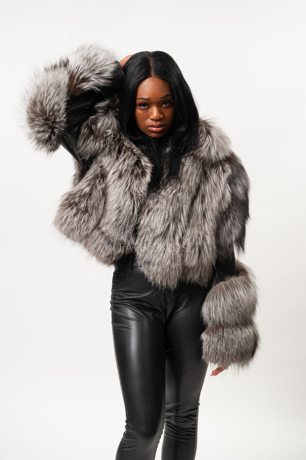 Women's Leather And Fox Combo 2.0 [Black/Silver]
