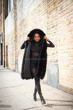 Women's Chloe Fox Fur Vest With Hood [Black]