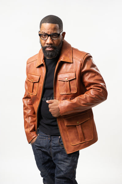 Men's Safari Leather Jacket [Caramel Crunch] – LeatherKloset