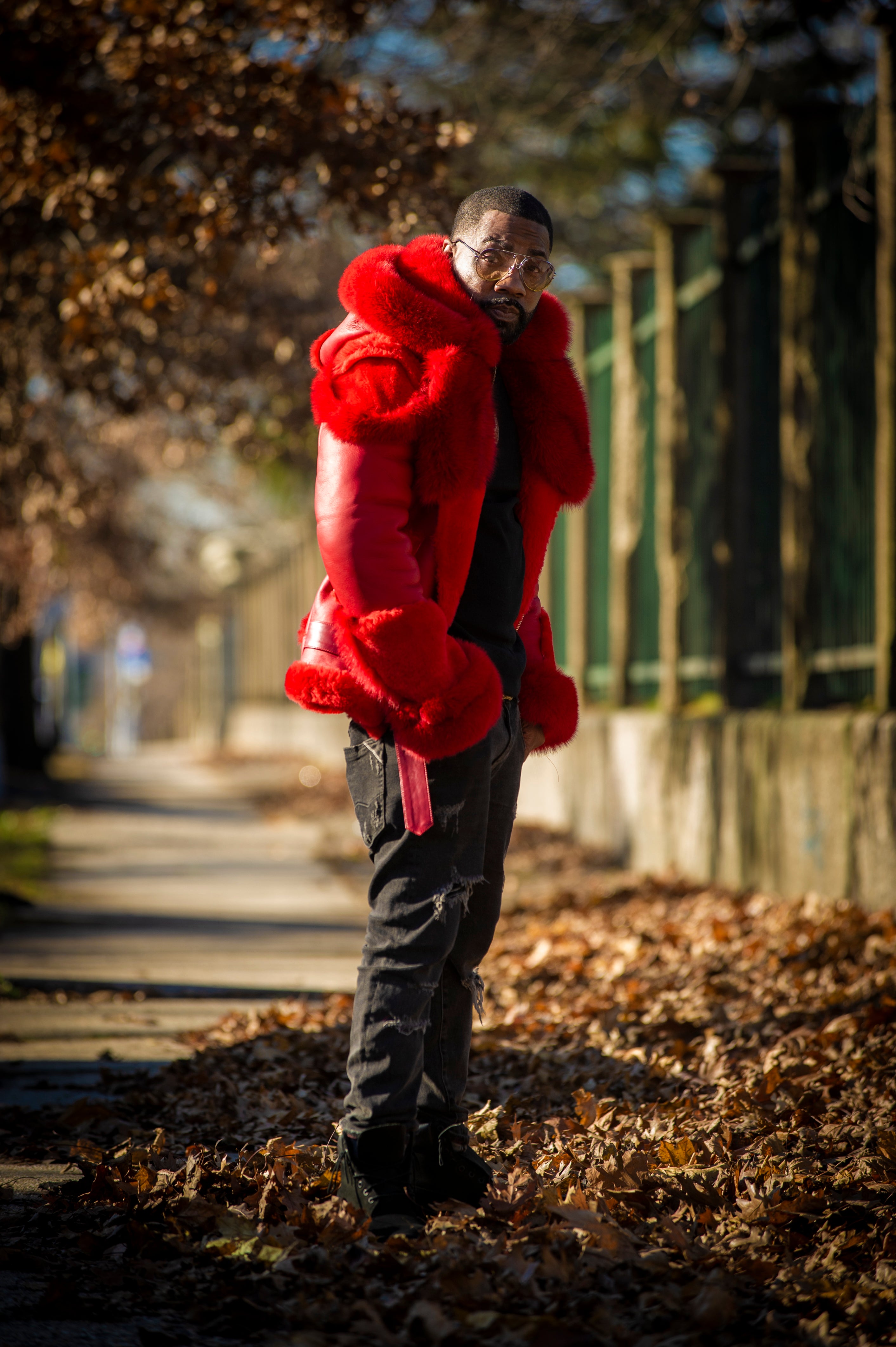 Men's Andre Shearling Biker With Fox [Red] – LeatherKloset
