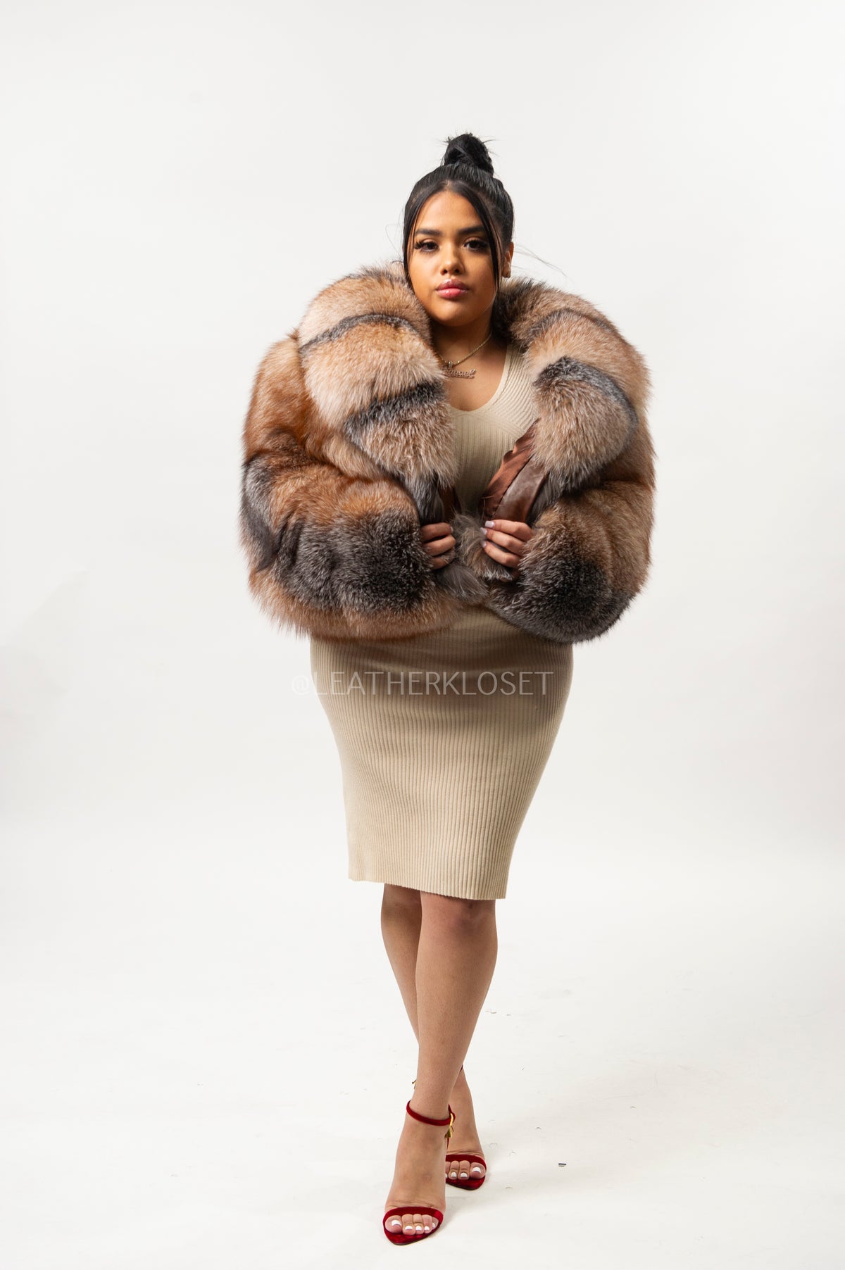 Women's Charlotte Crop Fox Bomber [Crystal Fox]