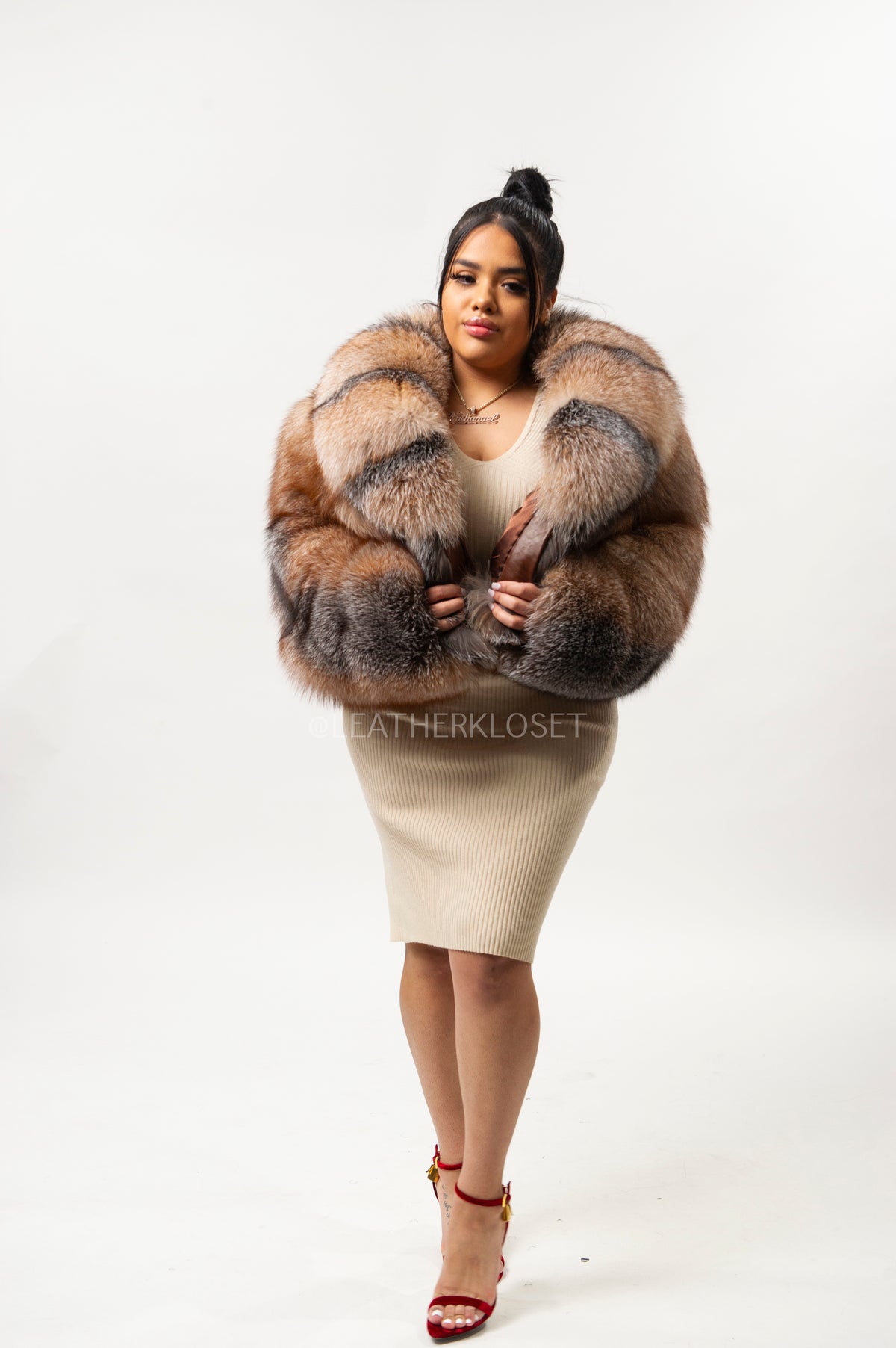 Women's Charlotte Crop Fox Bomber [Crystal Fox]