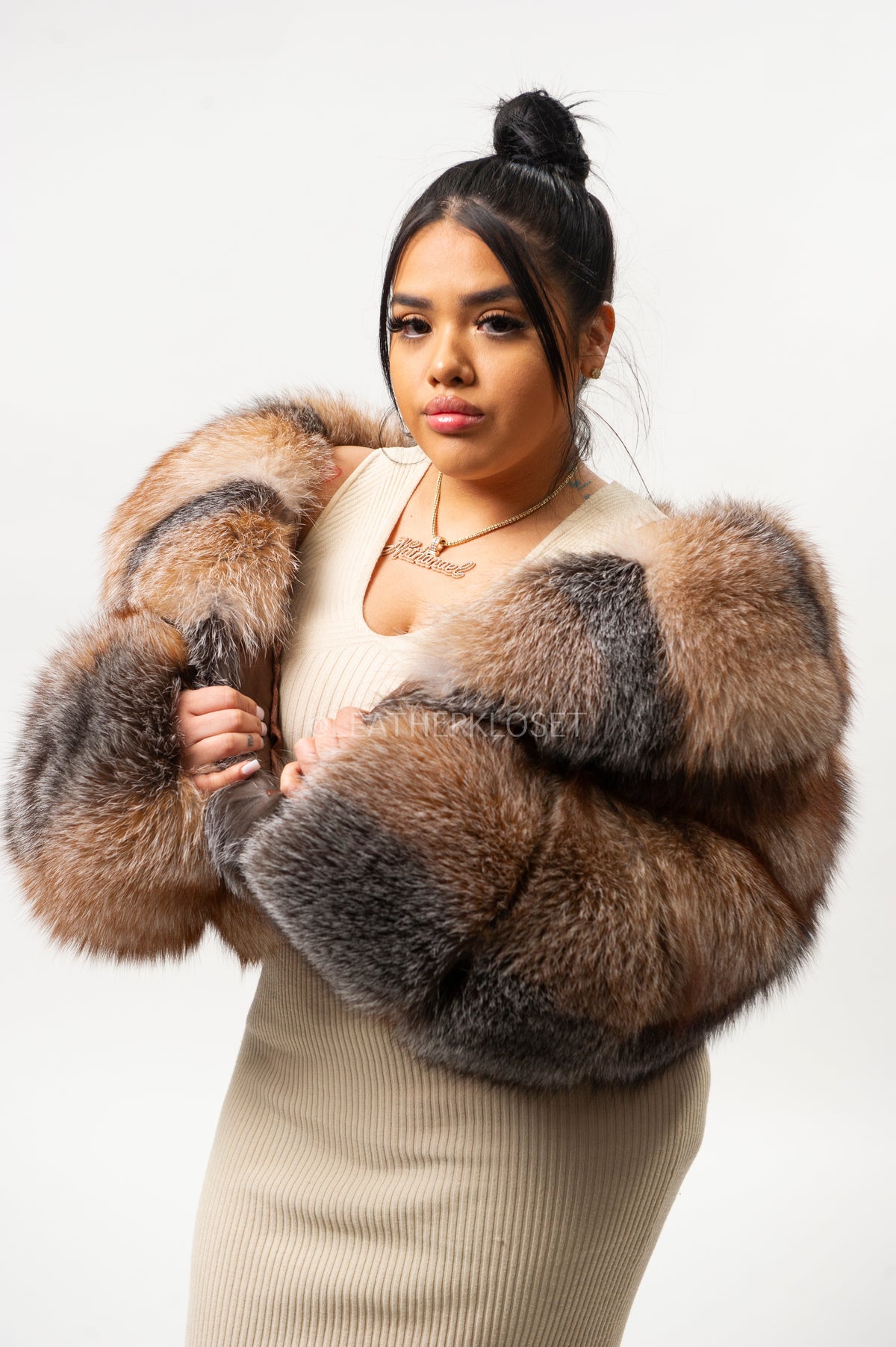 Women's Charlotte Crop Fox Bomber [Crystal Fox]