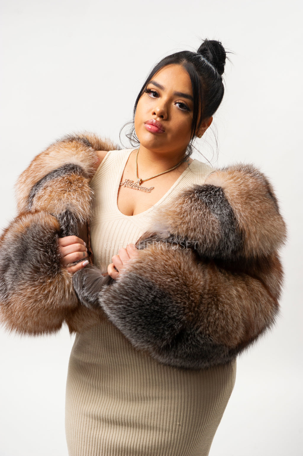 Women's Charlotte Crop Fox Bomber [Crystal Fox]