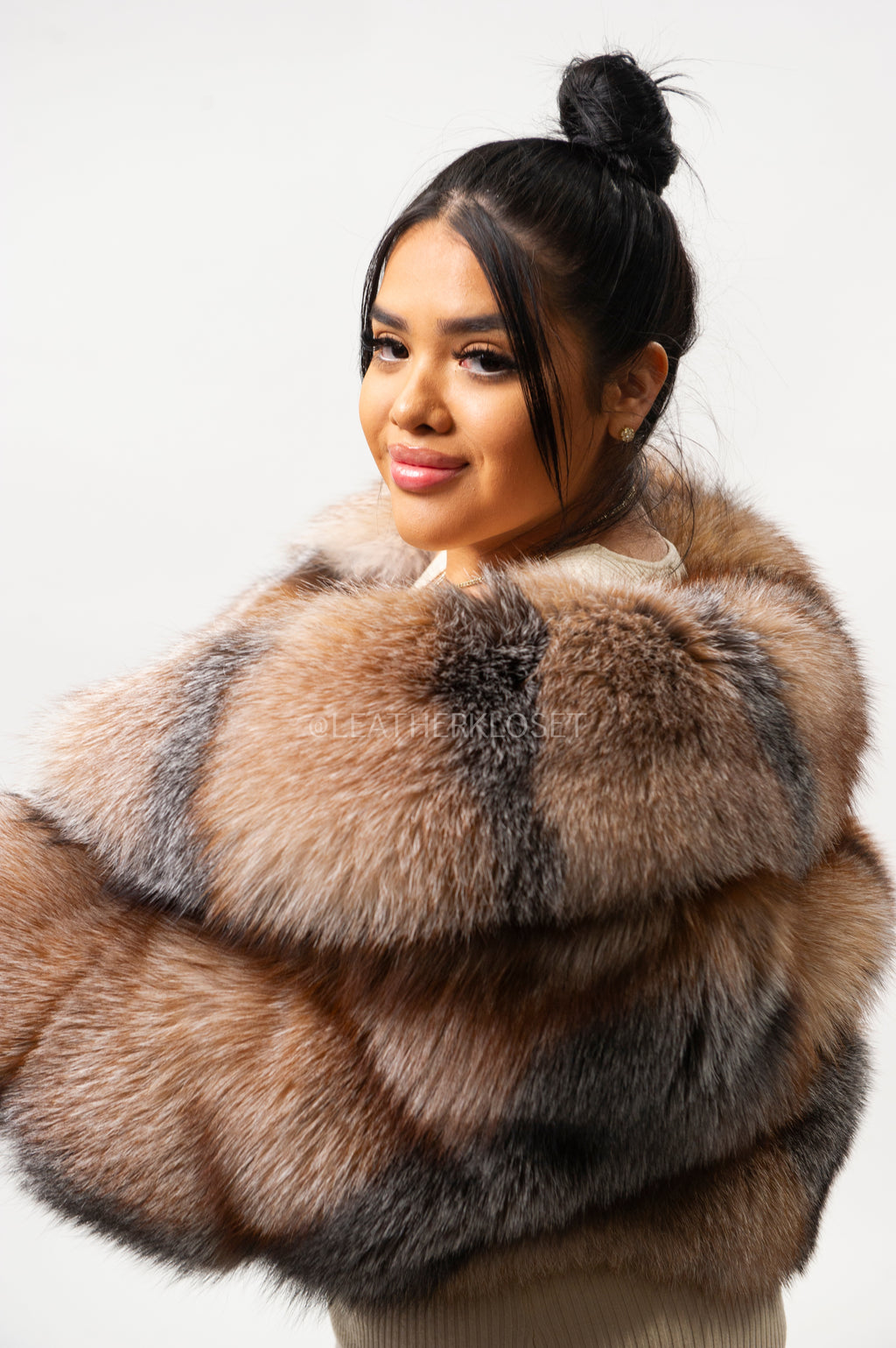 Women's Charlotte Crop Fox Bomber [Crystal Fox]