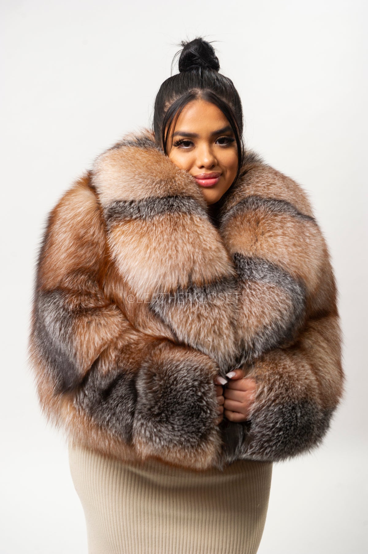 Women's Charlotte Crop Fox Bomber [Crystal Fox]