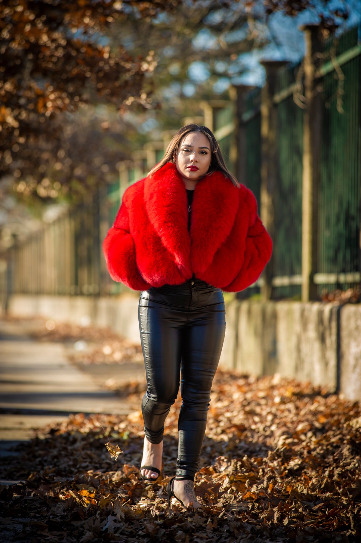 Women's Charlotte Crop Fox Bomber [Red]