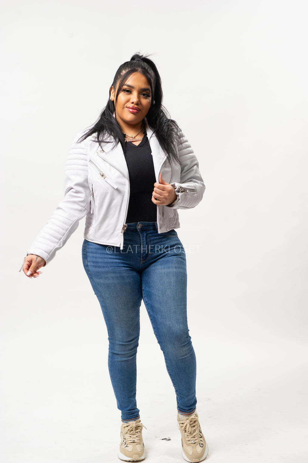 Women's Jay Leather Biker [White]