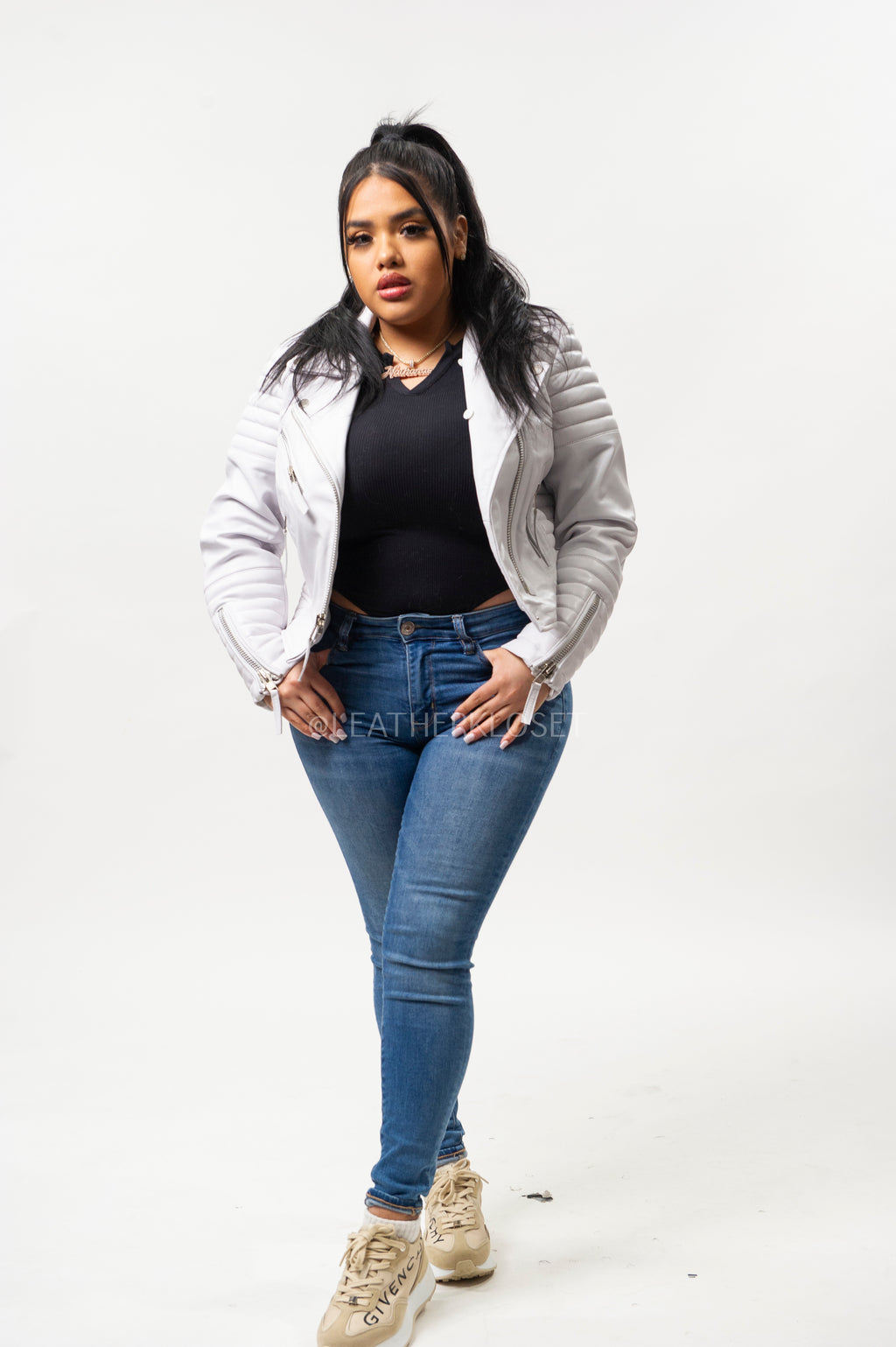 Women's Jay Leather Biker [White]