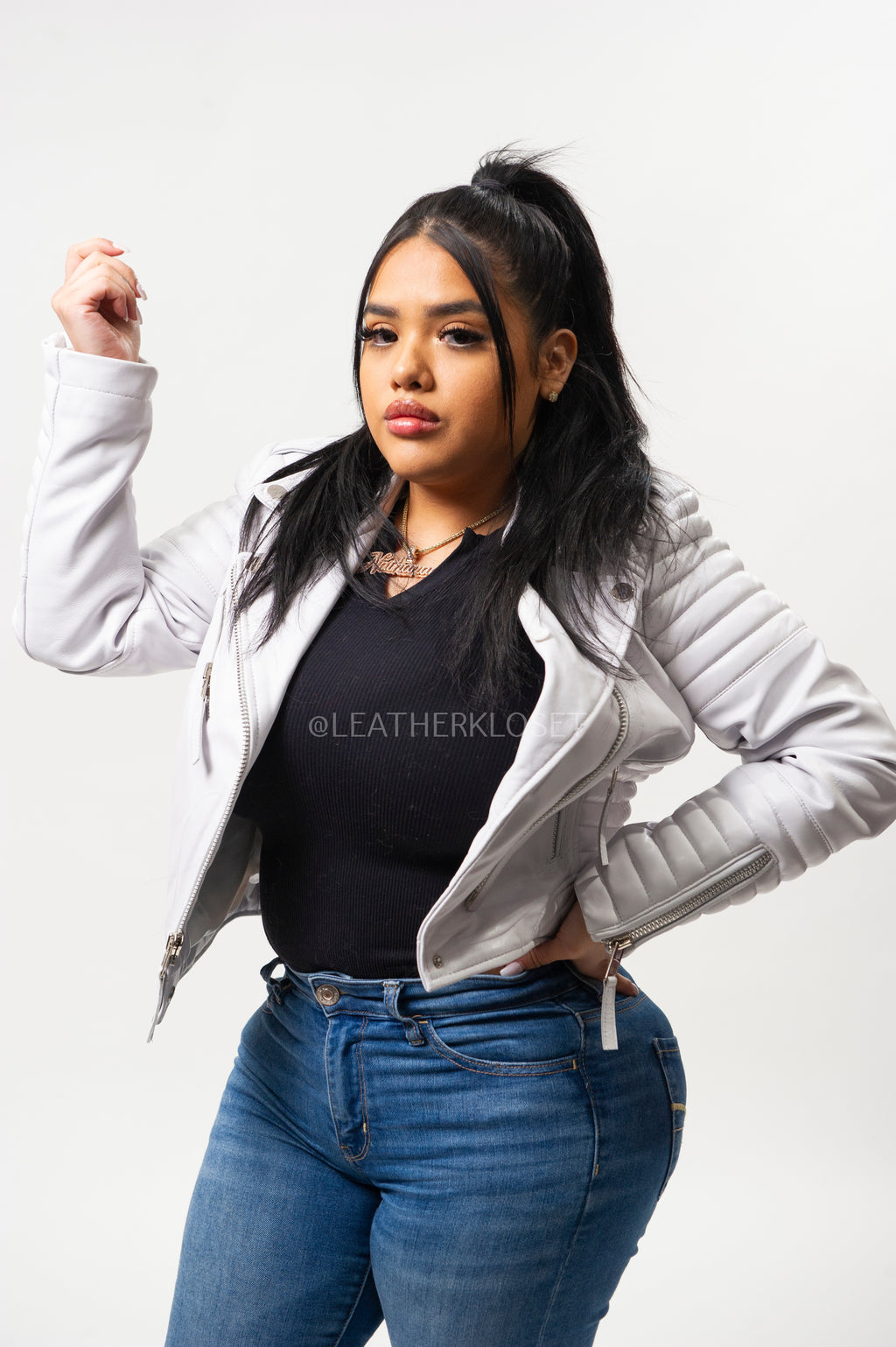 Women's Jay Leather Biker [White]