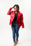 Women's Martina Leather Blazer [Red]