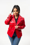 Women's Martina Leather Blazer [Red]