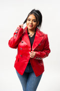 Women's Martina Leather Blazer [Red]