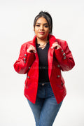 Women's Martina Leather Blazer [Red]