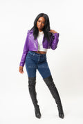 Women's Classic Crop Biker Purple [SLIM FIT]