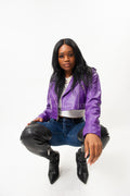 Women's Classic Crop Biker Purple [SLIM FIT]