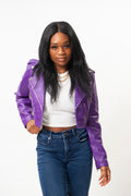 Women's Classic Crop Biker Purple [SLIM FIT]