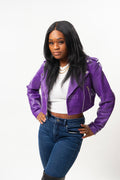 Women's Classic Crop Biker Purple [SLIM FIT]