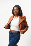 Women's Classic Crop Biker Caramel Crunch [SLIM FIT]