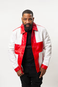 Men's Mell Leather Shirt [White/Red]