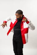 Men's Mell Leather Shirt [White/Red]