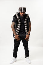 Men's Mink Vest With Chinchilla Trimming