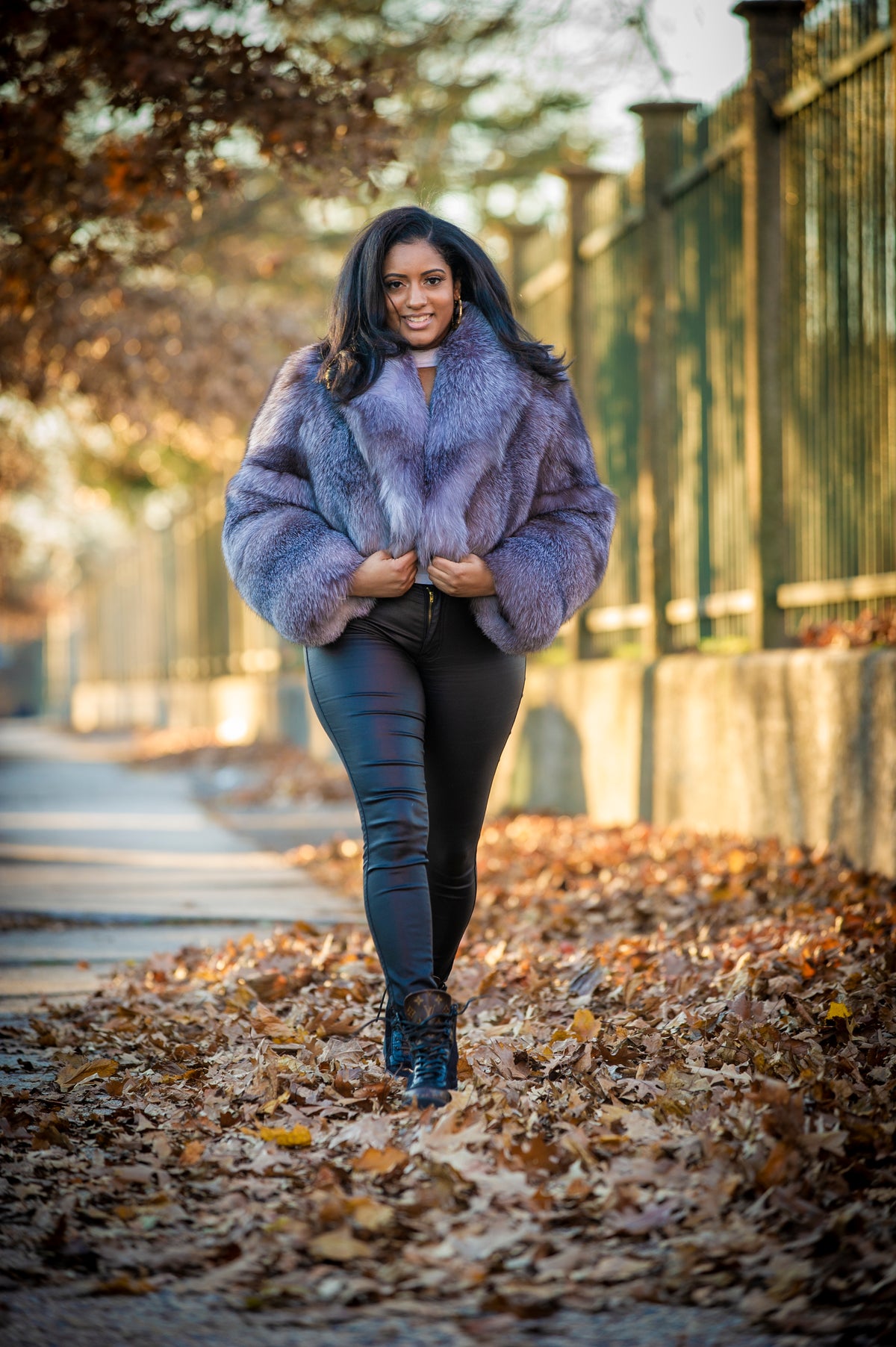 Women's Charlotte Crop Fox Bomber [Silver]