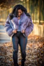 Women's Charlotte Crop Fox Bomber [Silver]