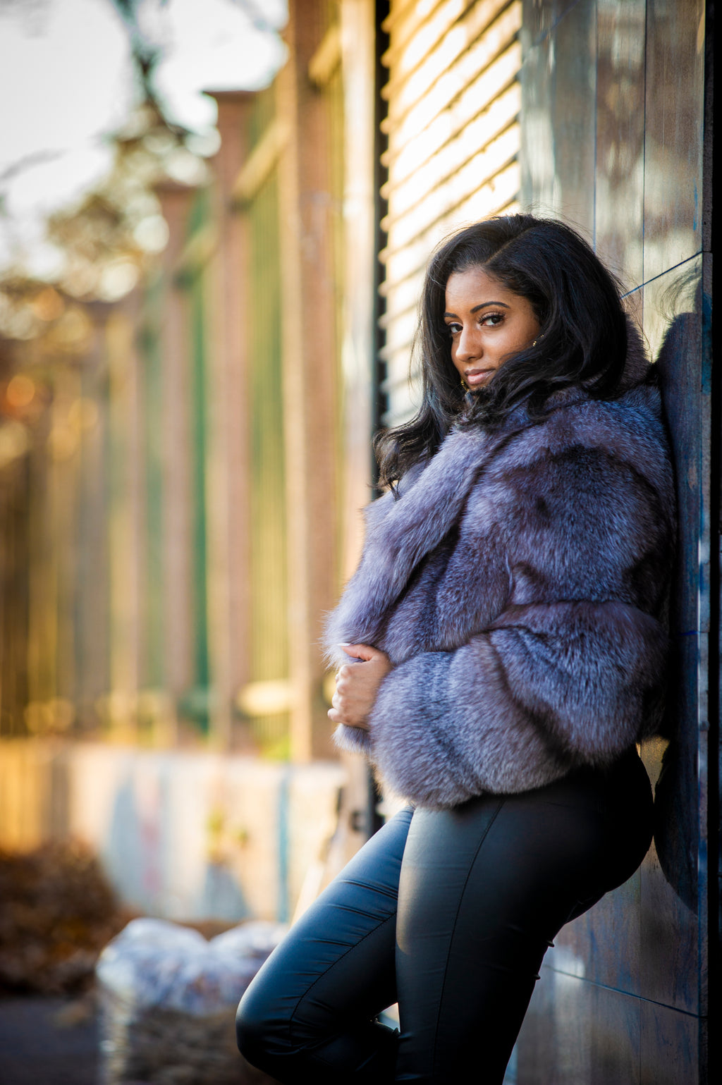 Women's Charlotte Crop Fox Bomber [Silver]