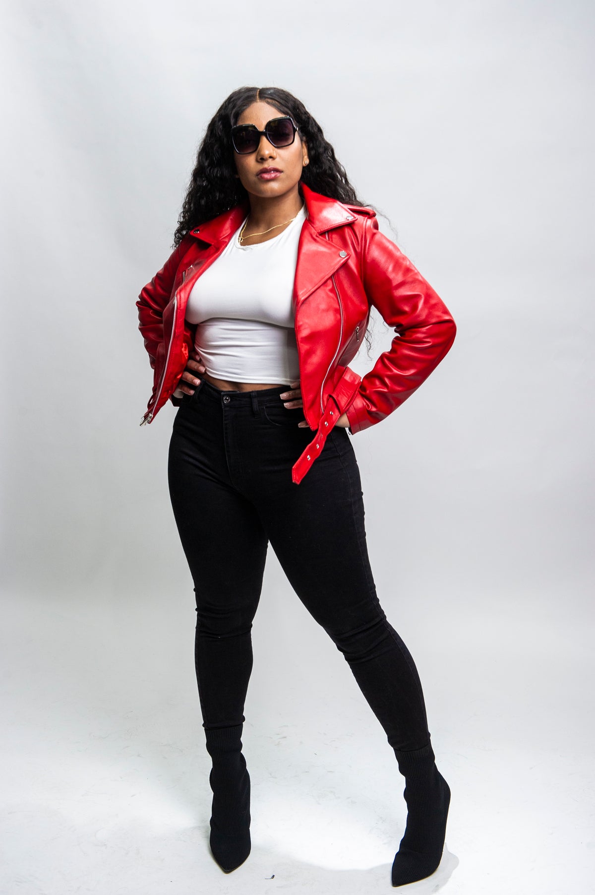 Women's Classic Biker Red [ SLIM FIT]