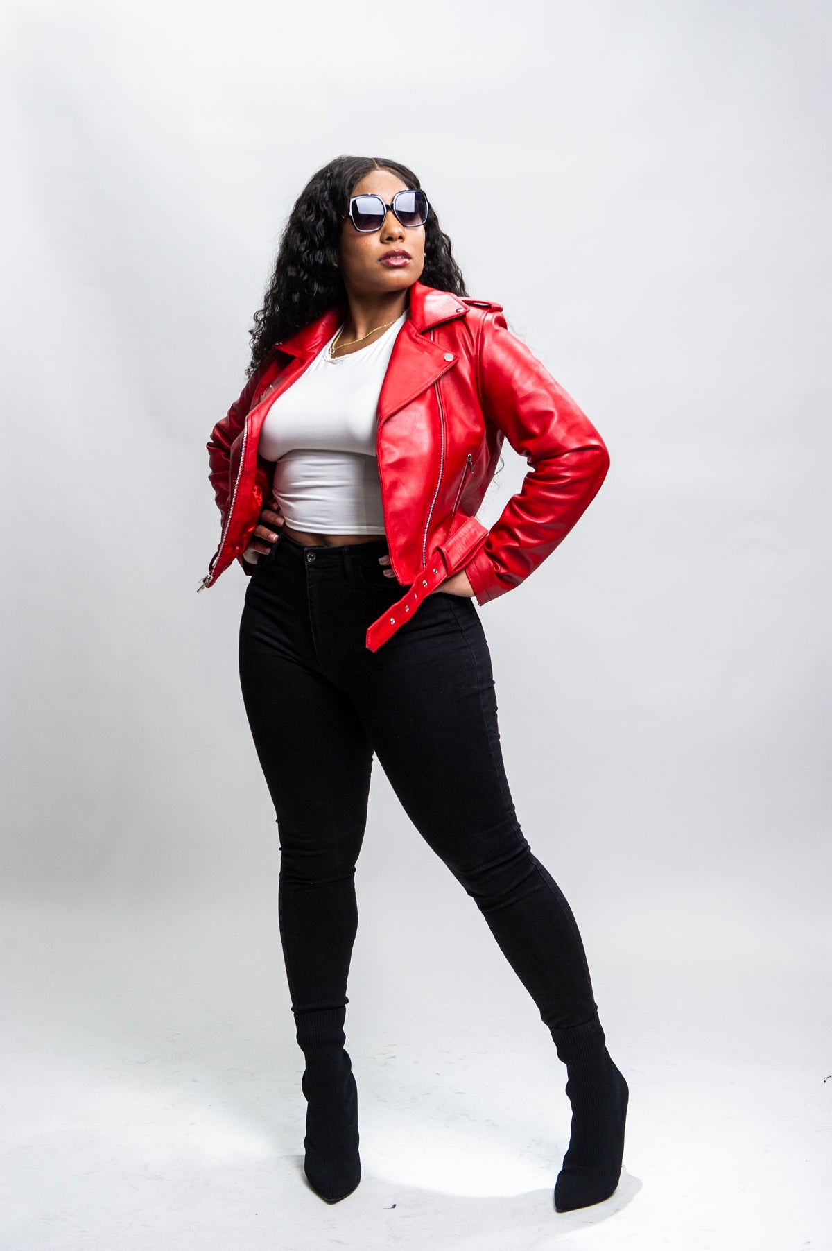 Women's Classic Biker Red [ SLIM FIT]