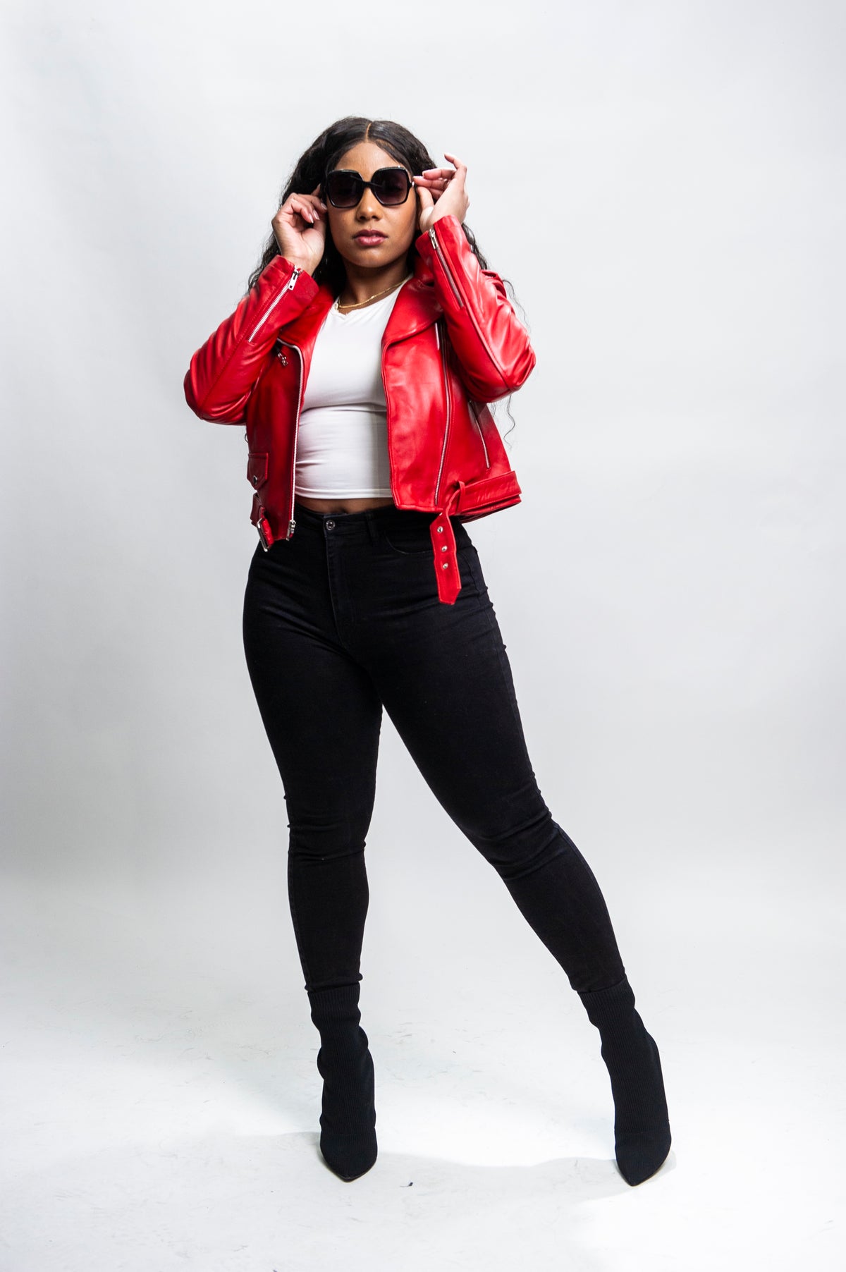 Women's Classic Biker Red [ SLIM FIT]