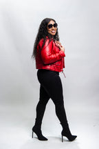 Women's Classic Biker Red [ SLIM FIT]