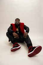 Men's Classic Wool And Leather Varsity Jacket [Red/Black]