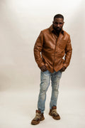 Men's Luka Leather Shirt [Saddle Brown]