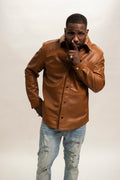 Men's Luka Leather Shirt [Saddle Brown]