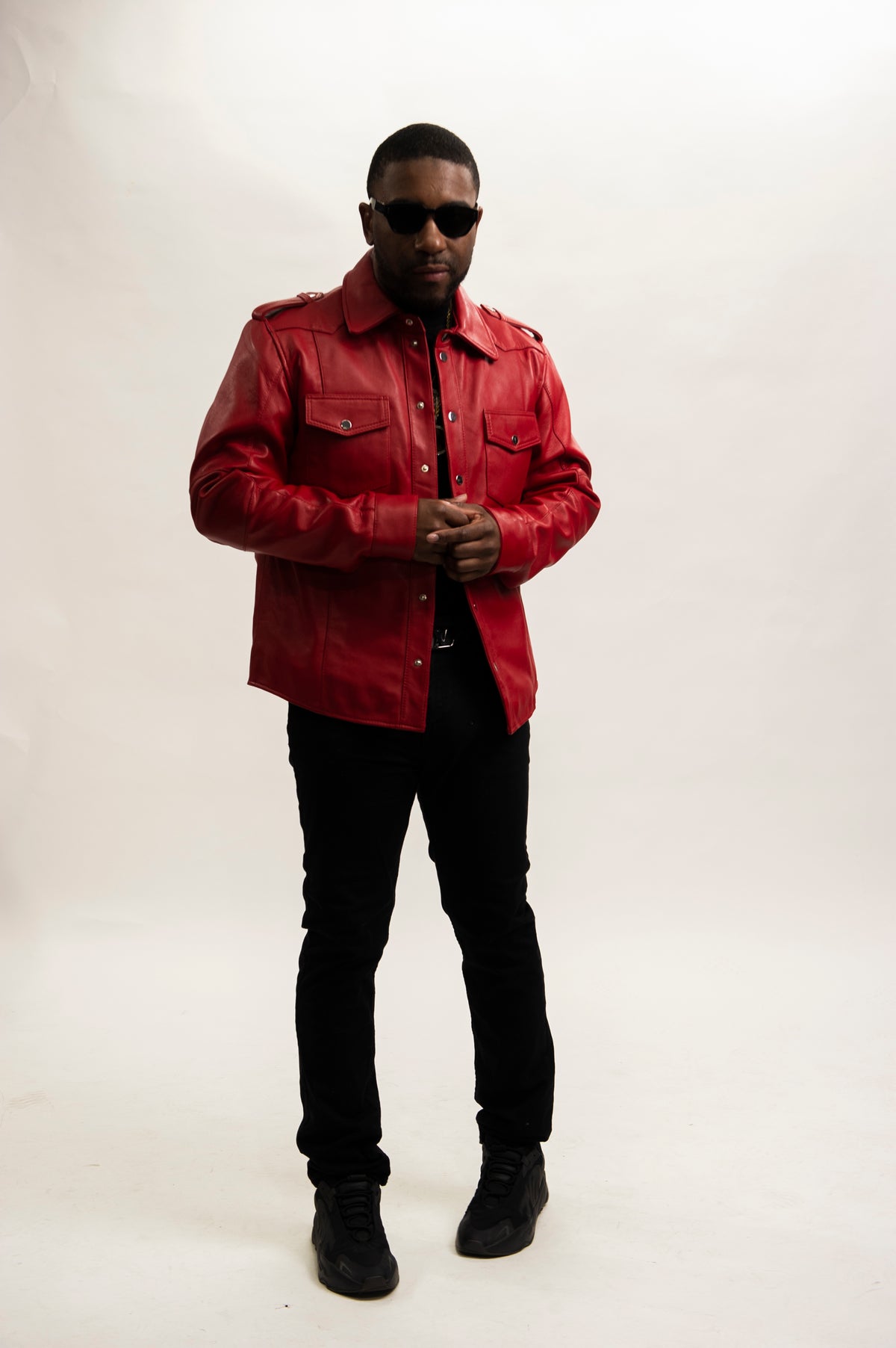 Men's James Leather Shirt [Red]