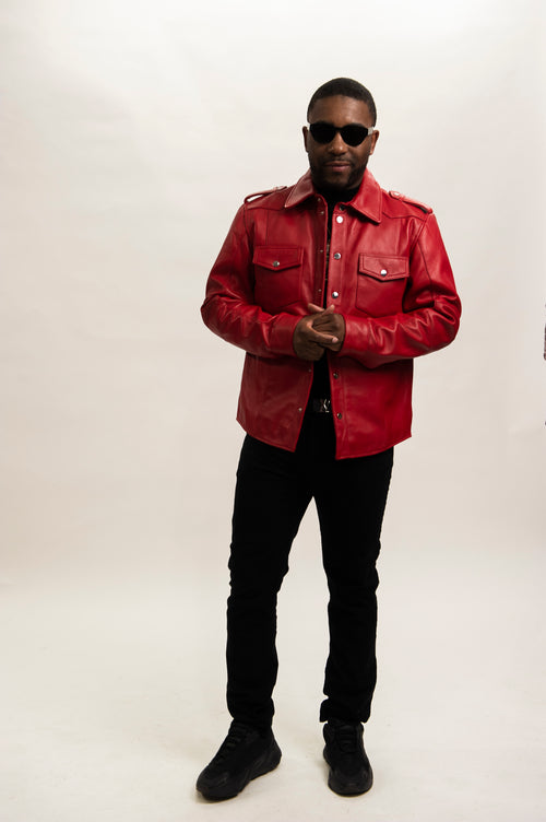 Men's James Leather Shirt [Red]