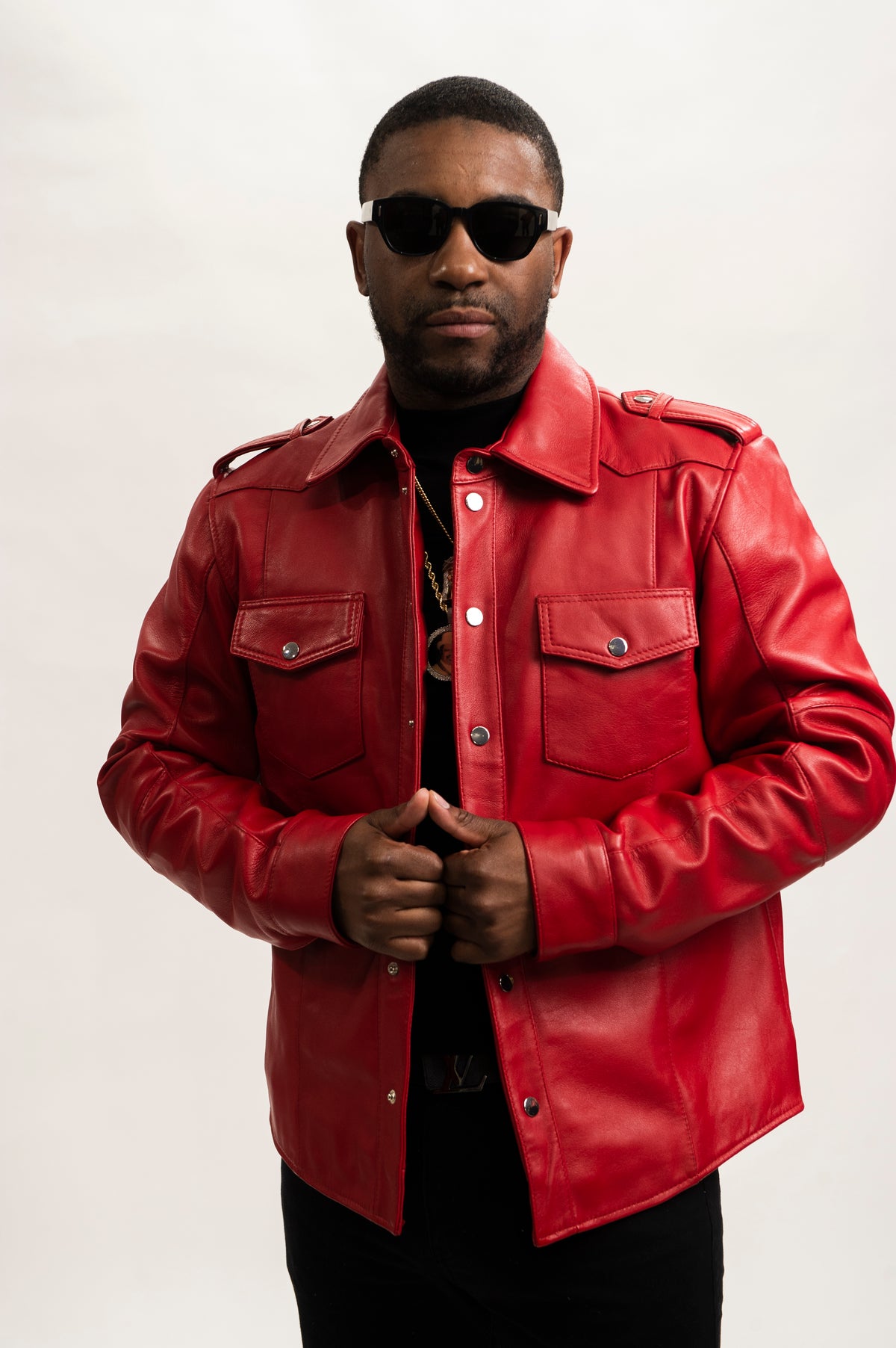 Men's James Leather Shirt [Red]