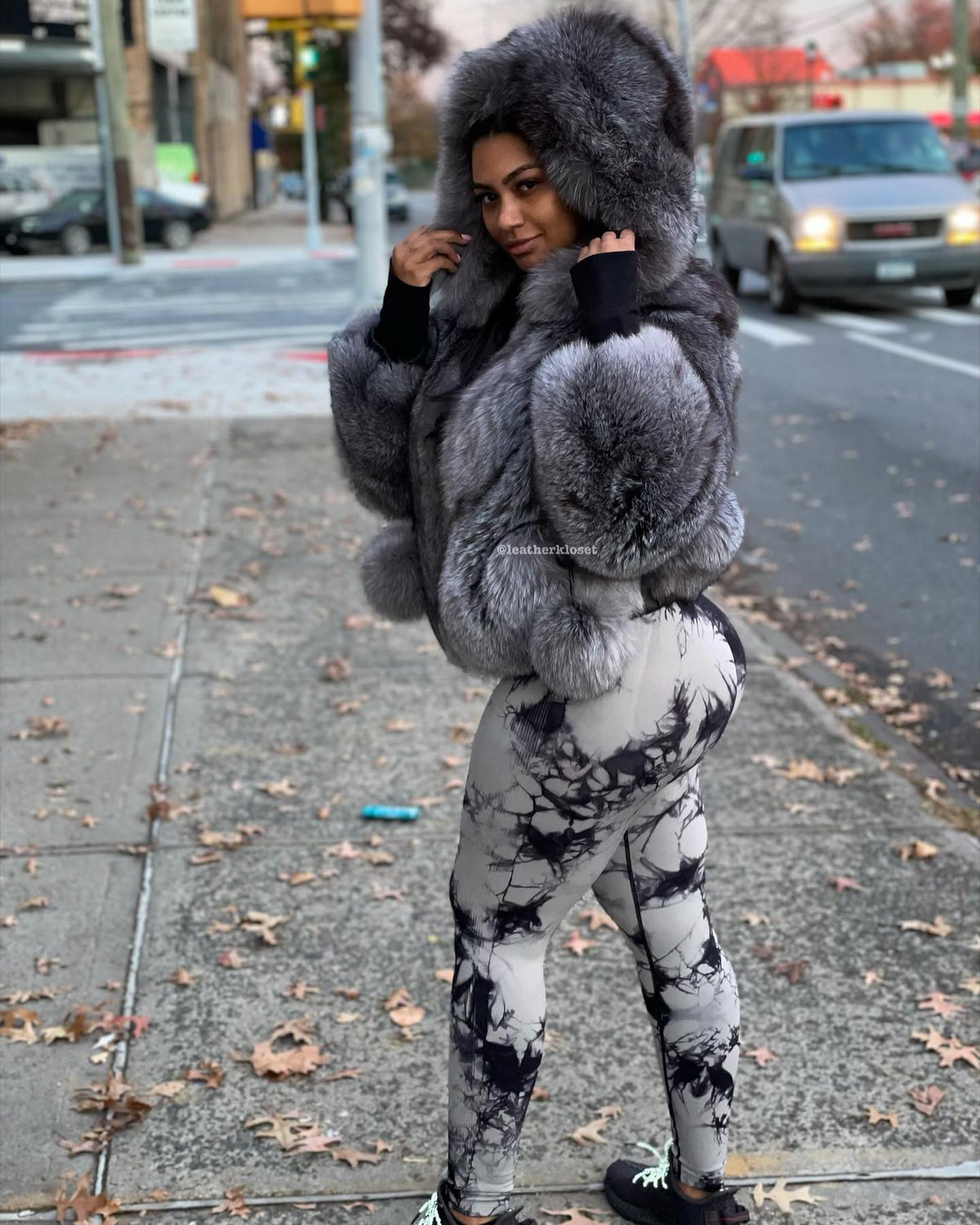 Women's Alaia Silver Fox Fur Bomber