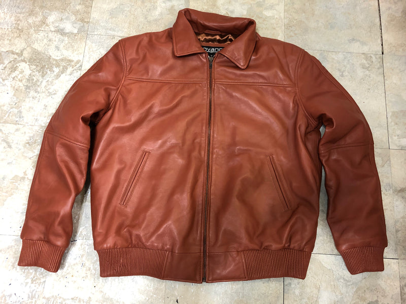 Men's Classic Baseball Leather Jacket [Rust]