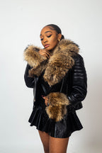Women's Jay Biker Full Raccoon Collar And Cuff