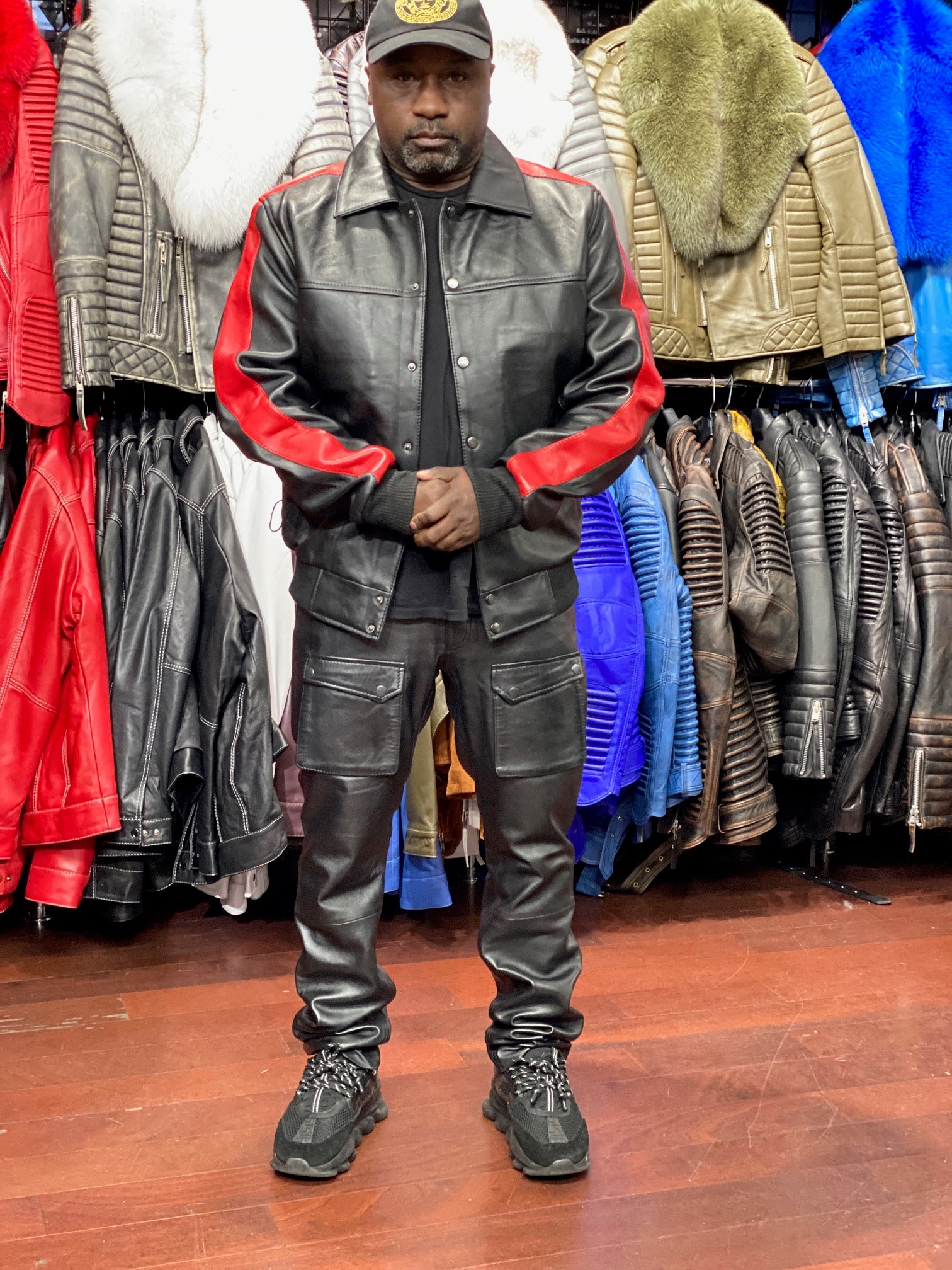 【KOOLOSET】Force Stitch Leather Jacket Men's Leather Track Jacket With Leather Jeans – LeatherKloset