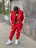 Men's Leather Track Suit Sweatsuit [Red/White]