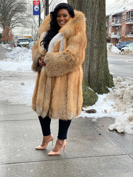 Women's Gianna Red Fox Jacket With Hood – LeatherKloset